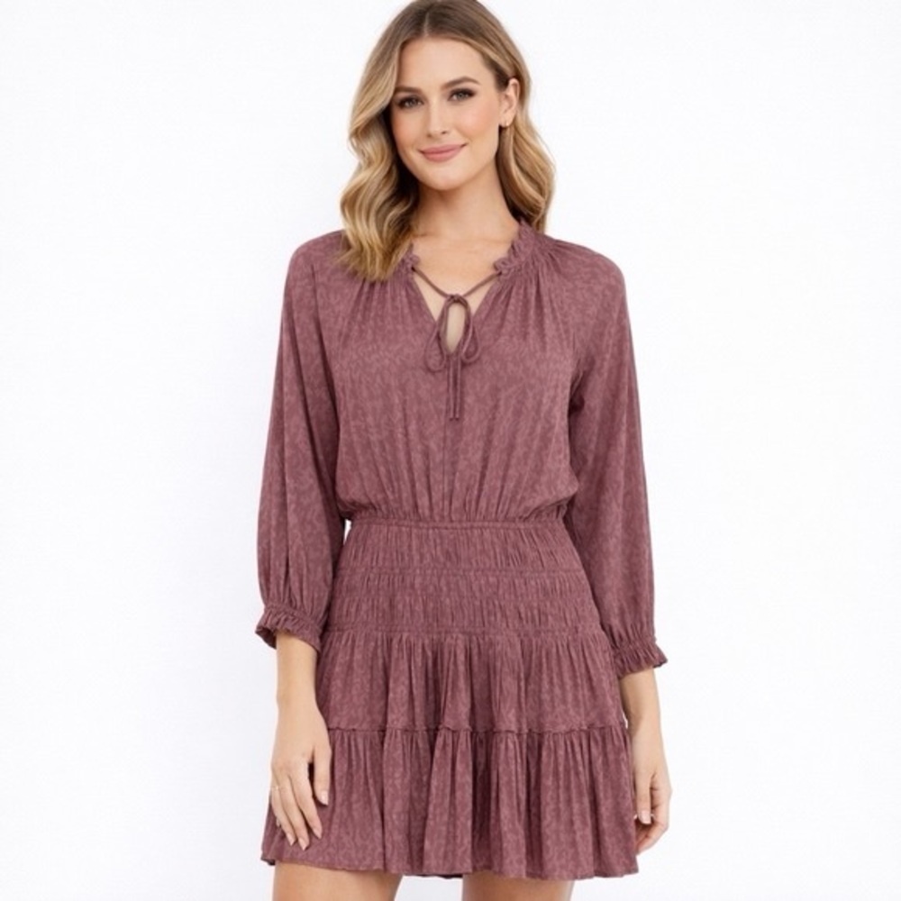 Current Air Pleated Smocked Waist Mini Dress Elastic Stretch Waist Size XS